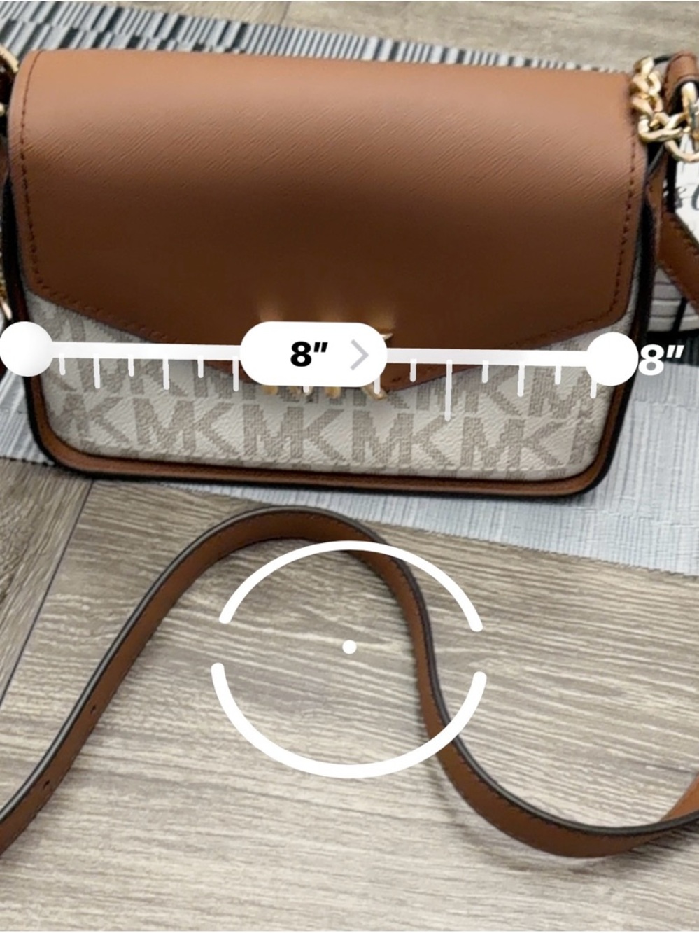 Michael Kors brown and white MK Logo Crossbody - Picture 8 of 8